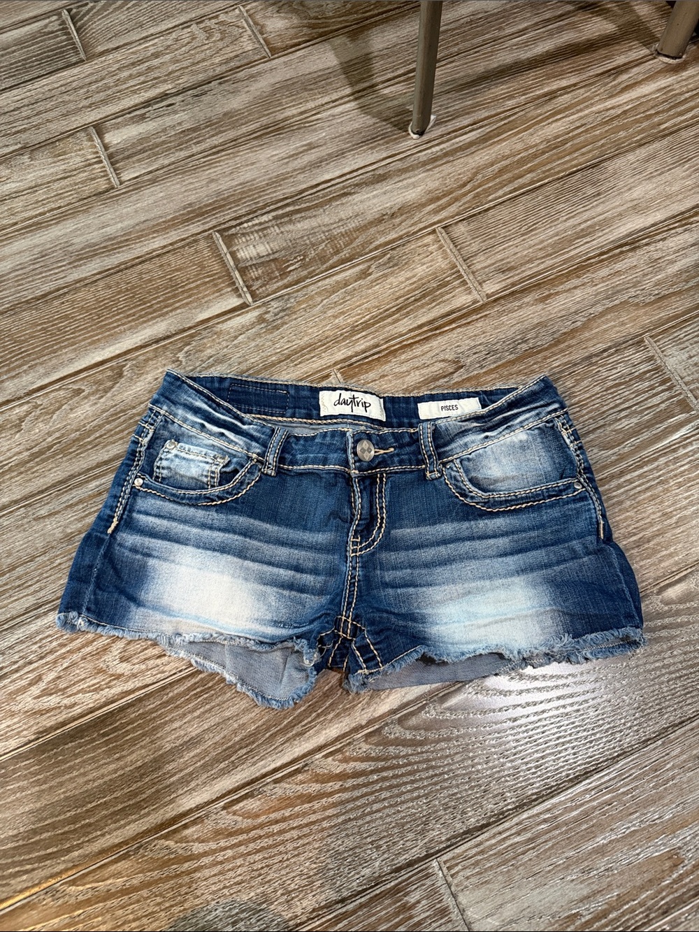 Daytrip Dark Blue Distressed Denim Cutoff Shorts